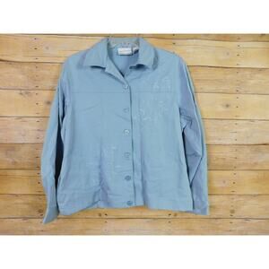 Vintage Alfred Dunner Jacket 12P Petite Blue Embroidered Flowers Casual